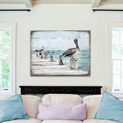 Pelican Wooden Coastal Wall Art  Coastal Sea-Life