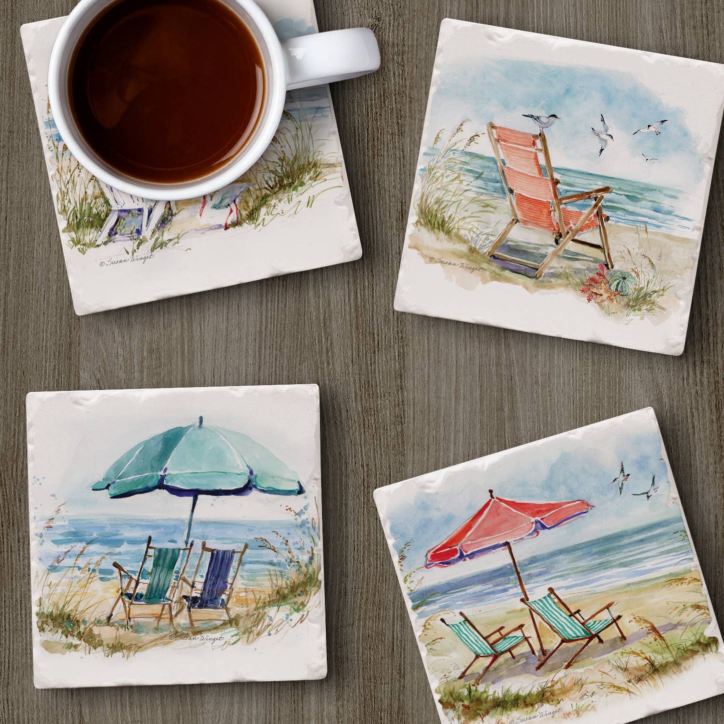 4 Pack Assorted Image Coaster Set