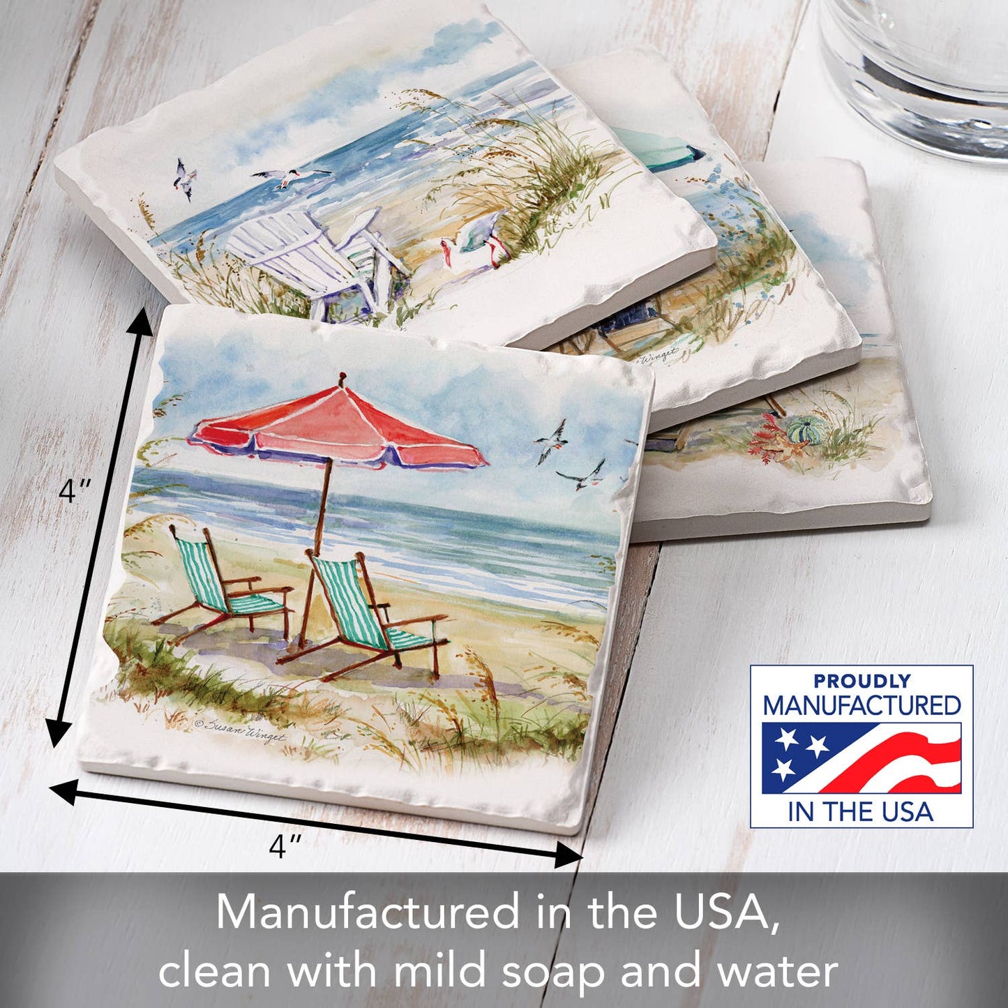 4 Pack Assorted Image Coaster Set