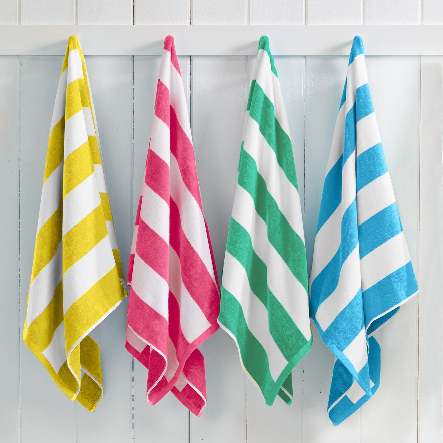 Cotton Velour Cabana Stripe Beach Towel
