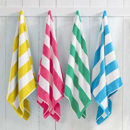 Cotton Velour Cabana Stripe Beach Towel