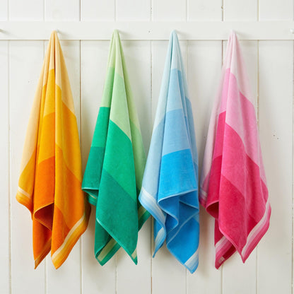 Cotton Velour Cabana Stripe Beach Towel