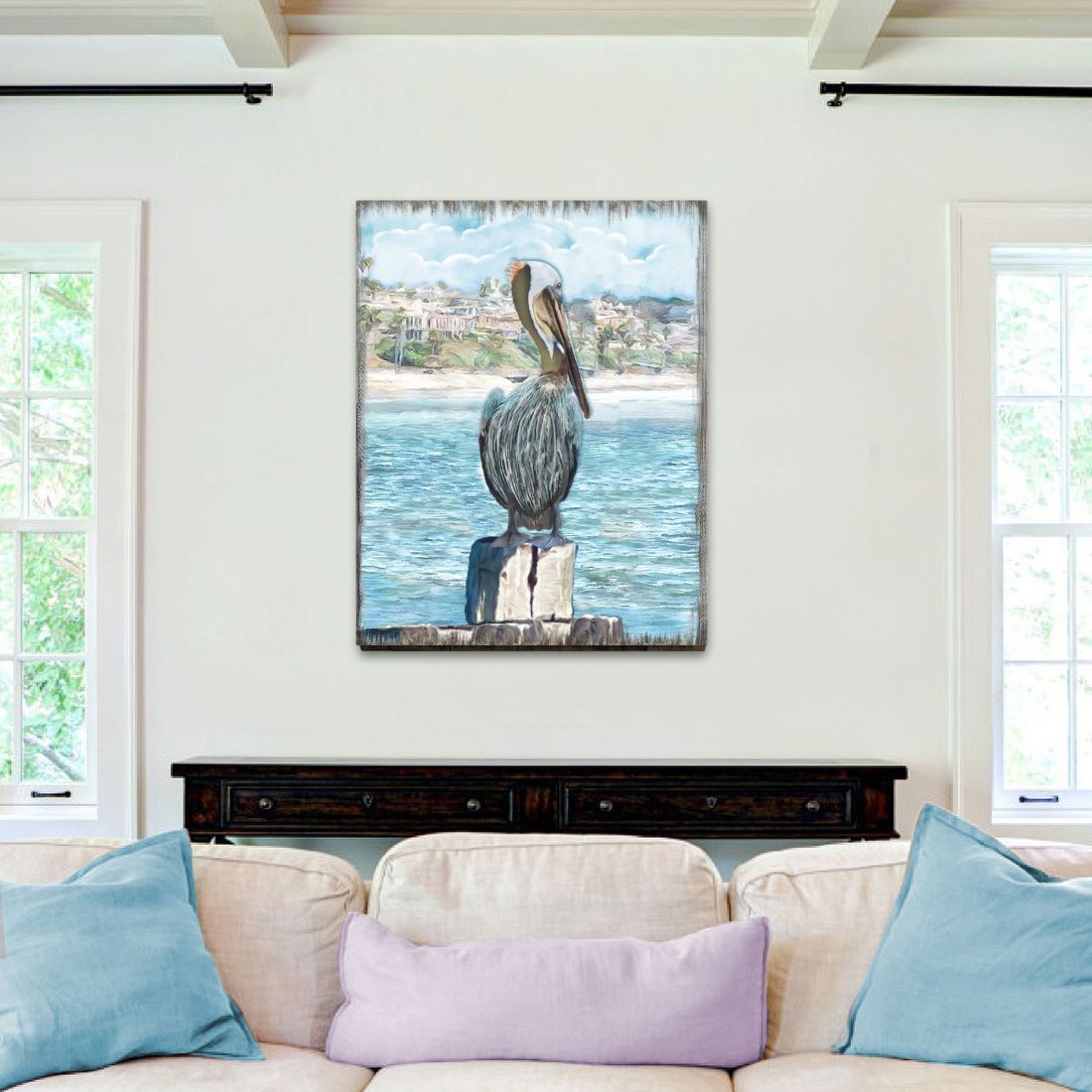 Ocean Serenity Pelicans Wooden Coastal Wall Art