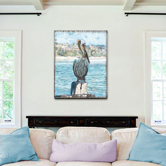 Ocean Serenity Pelicans Wooden Coastal Wall Art