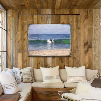 Surfer at the Shore Wooden Coastal Wall Art