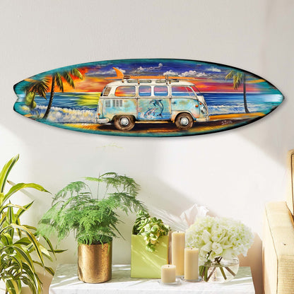 Surf Van at the Beach Surfboard Coastal Wall Art