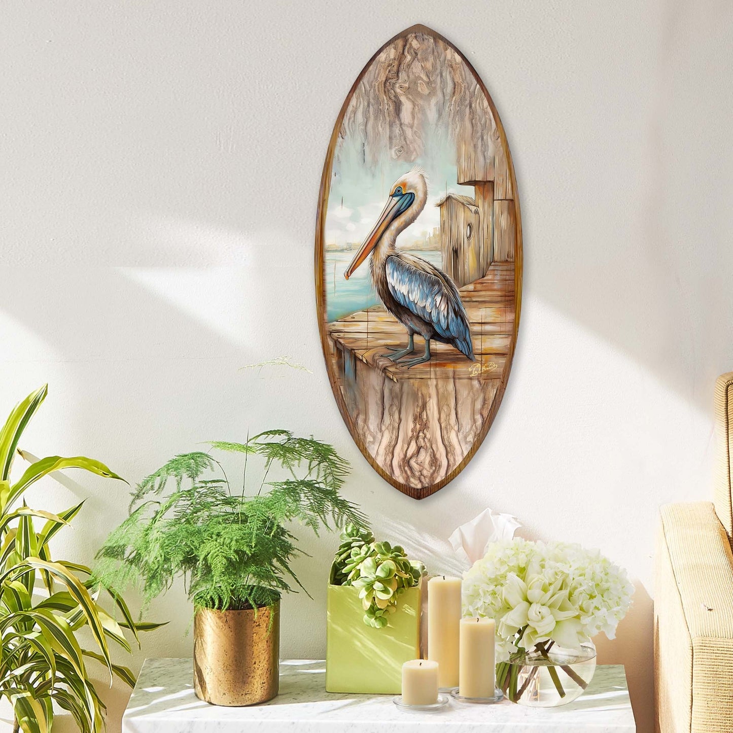 Pelican Surfboard Coastal Wall Art