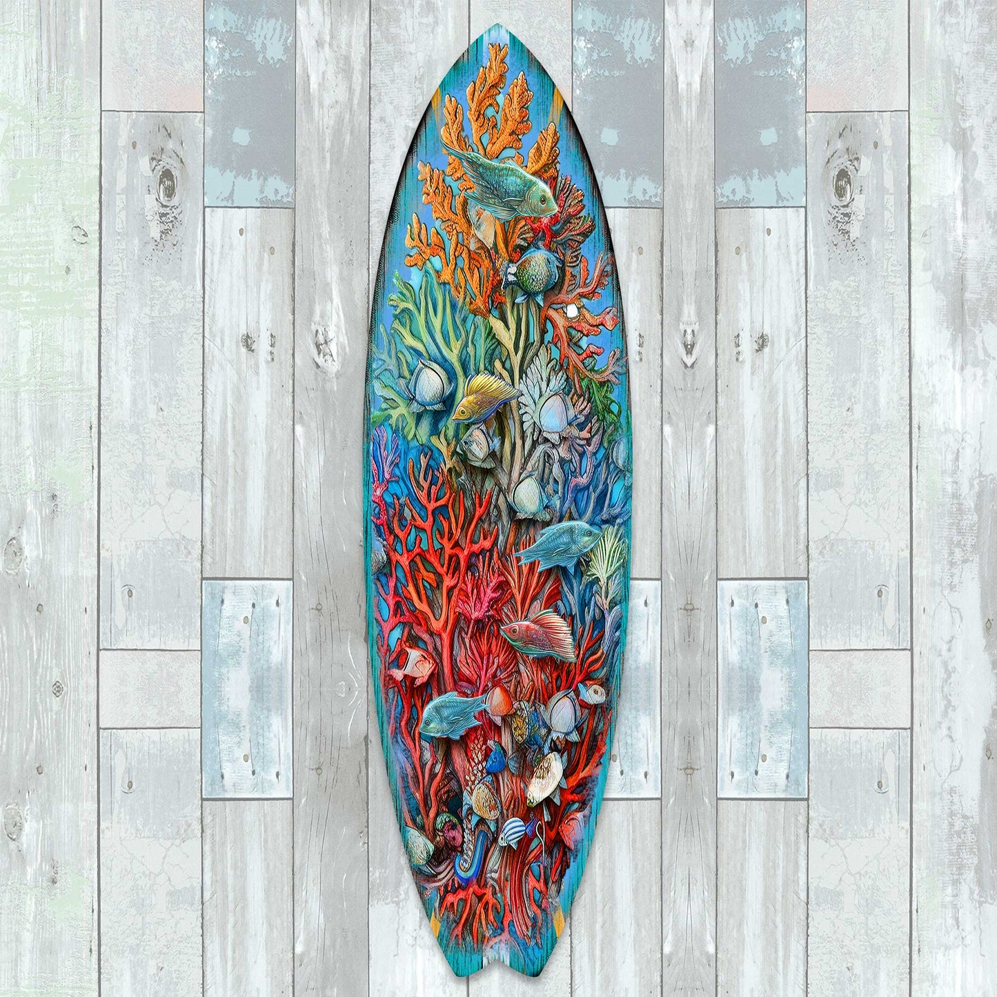 Surfboard Coastal Underwater Life Wall Art