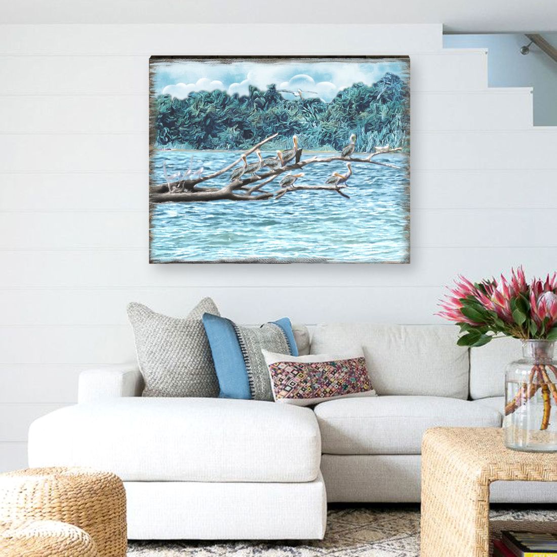 Island Paradise Seabirds Wooden Coastal Wall Art