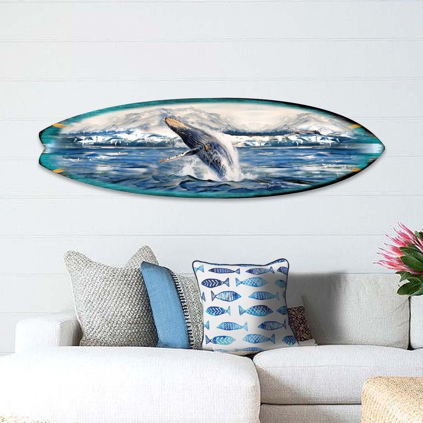 Humpback Harmony Surfboard Coastal Wall Art
