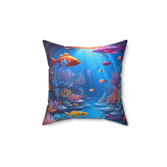 Colorful Fishes Pillow – Spun Polyester Square