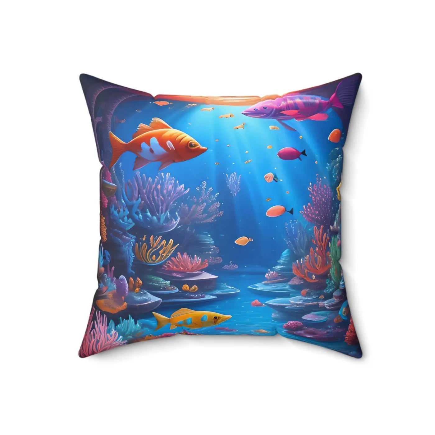 Colorful Fishes Pillow – Spun Polyester Square