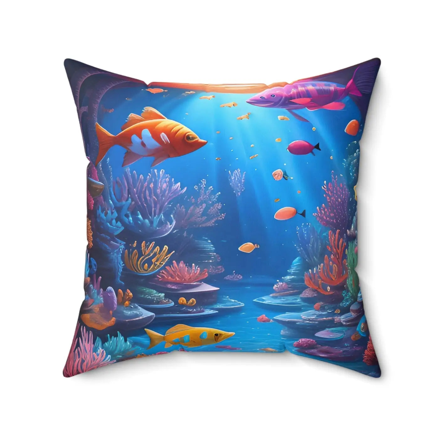 Colorful Fishes Pillow – Spun Polyester Square