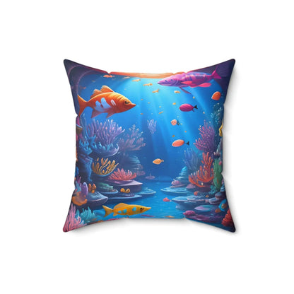 Colorful Fishes Pillow – Spun Polyester Square