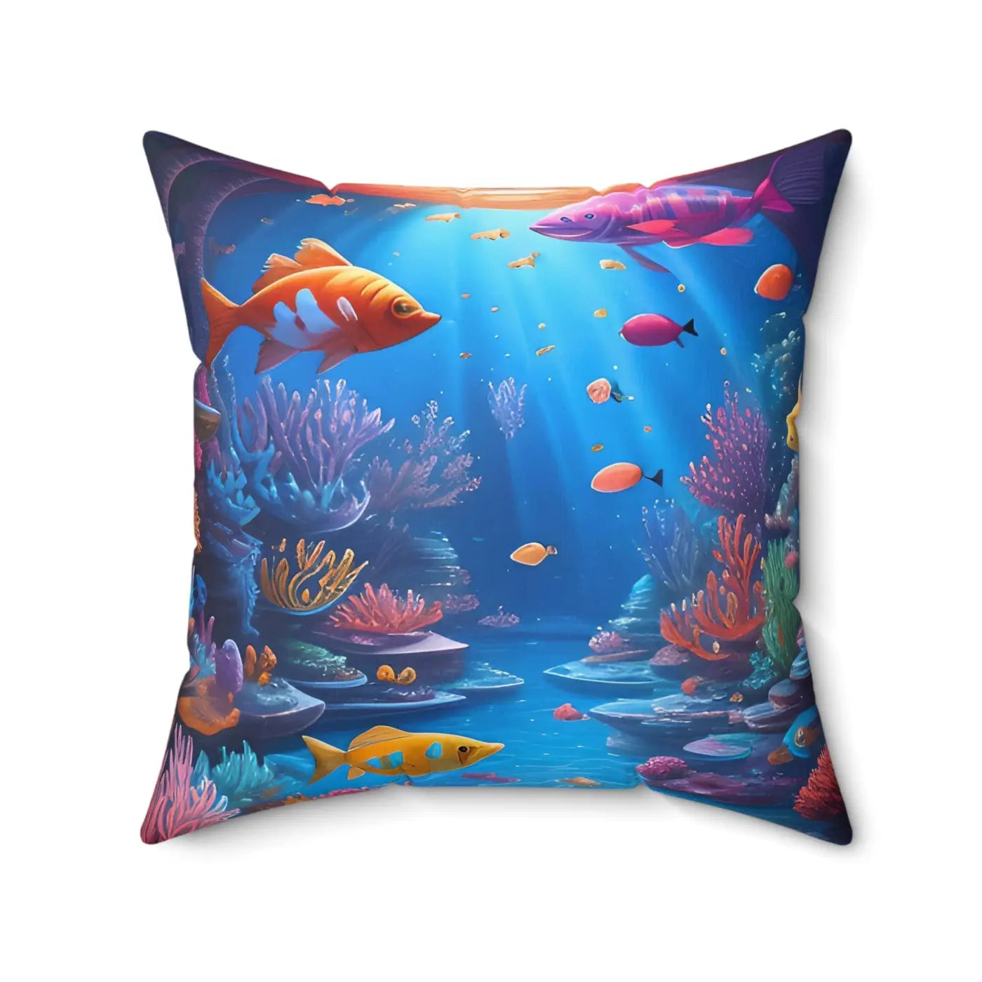 Colorful Fishes Pillow – Spun Polyester Square