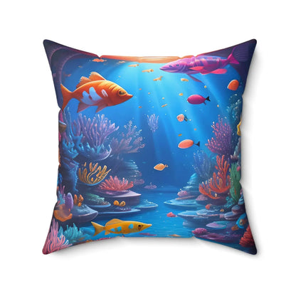Colorful Fishes Pillow – Spun Polyester Square