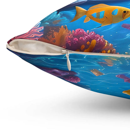 Colorful Fishes Pillow – Spun Polyester Square