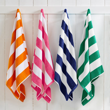 Cotton Velour Cabana Stripe Beach Towel