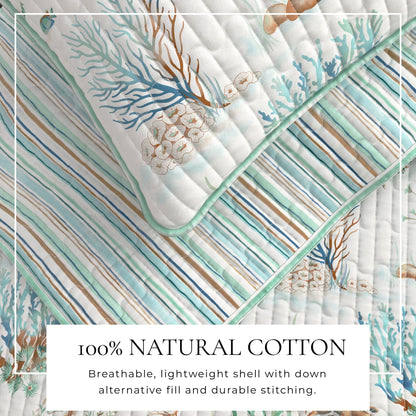 Coastal Printed Cotton Quilt Set