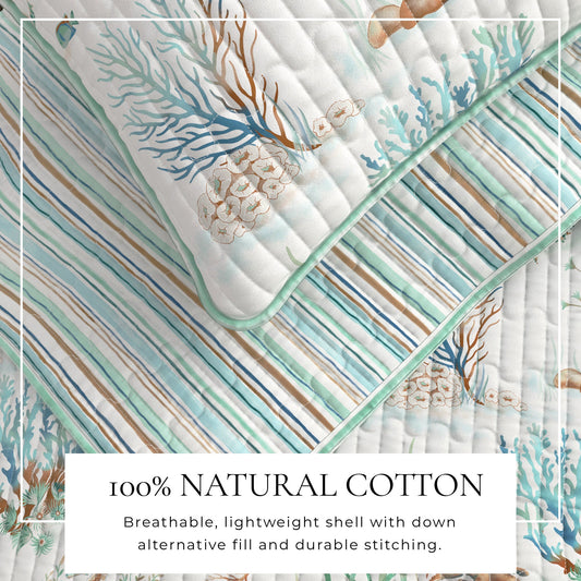 Coastal Printed Cotton Quilt Set