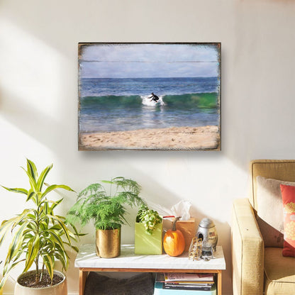 Surfer at the Shore Wooden Coastal Wall Art