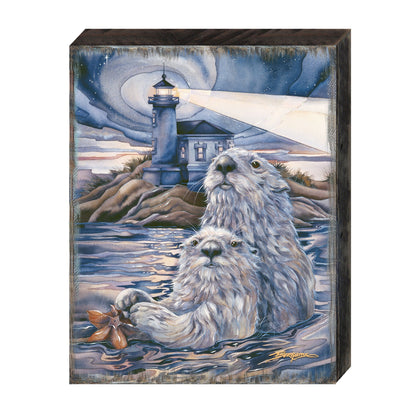 Starlight Otter Lighthouse Wooden Wall Art