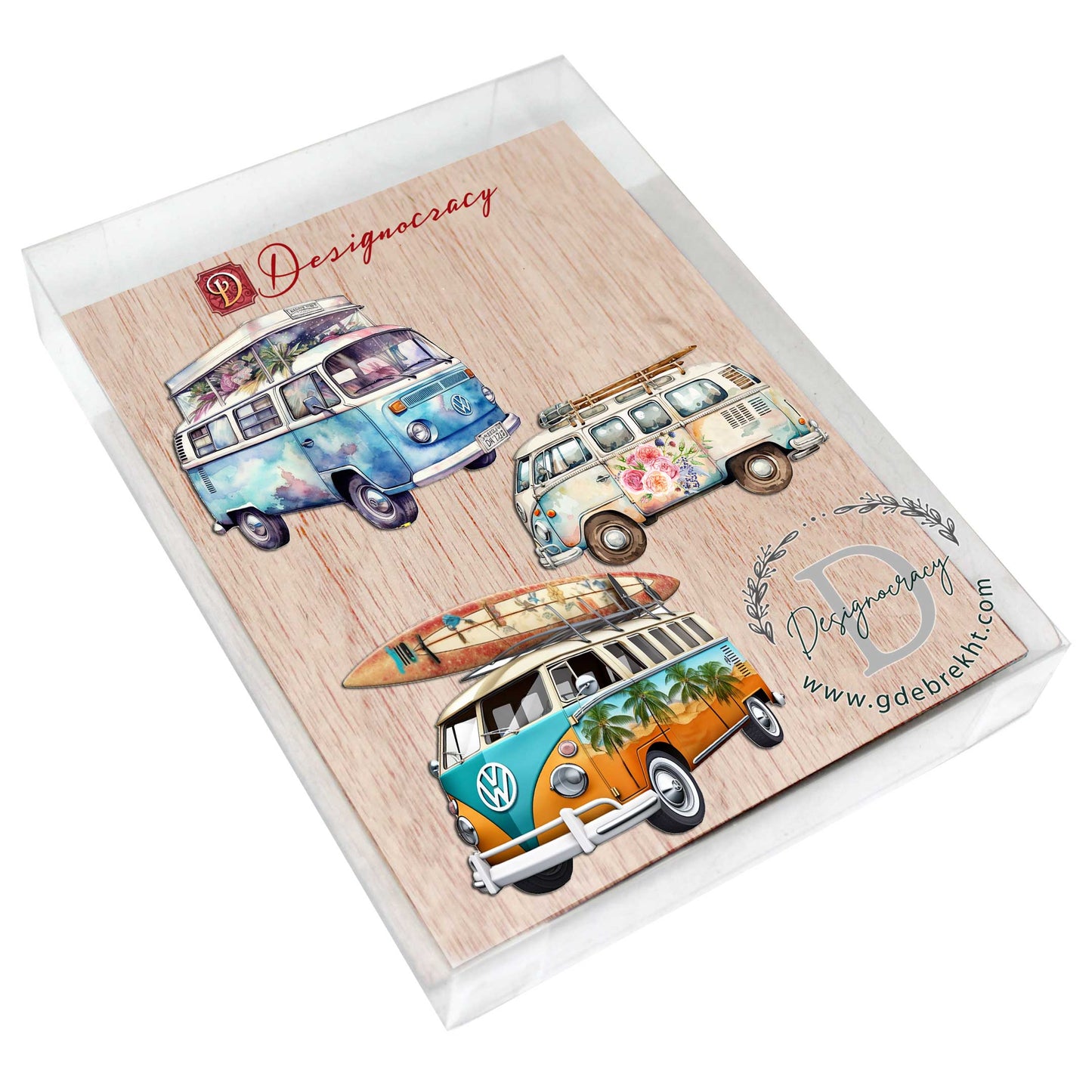 Surf Vans Decorative Eco Wood Ornaments Set of 3