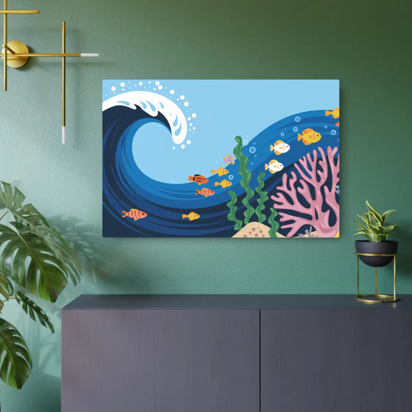 Vintage Fishes Swimming – Matte Metal Art