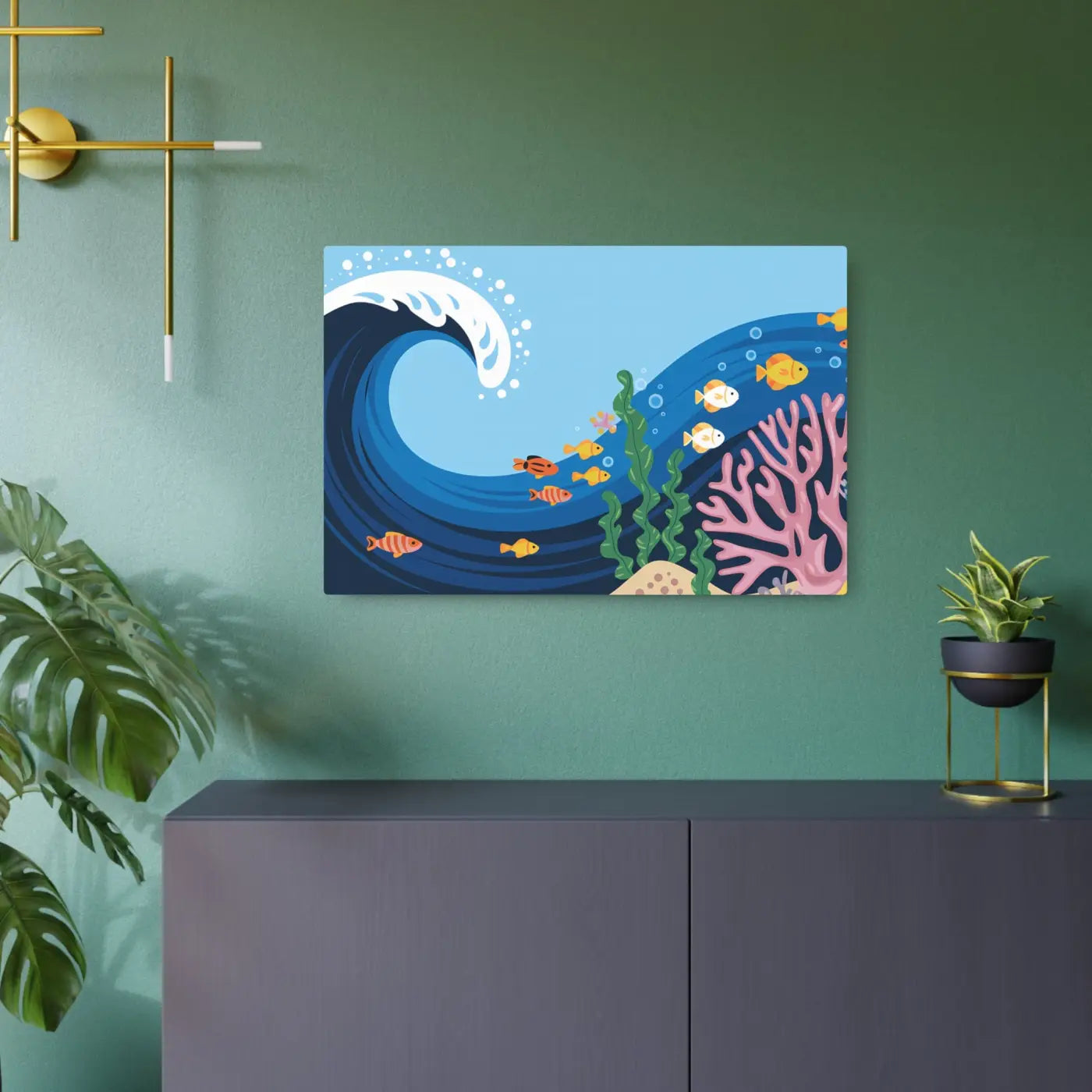 Vintage Fishes Swimming – Matte Metal Art