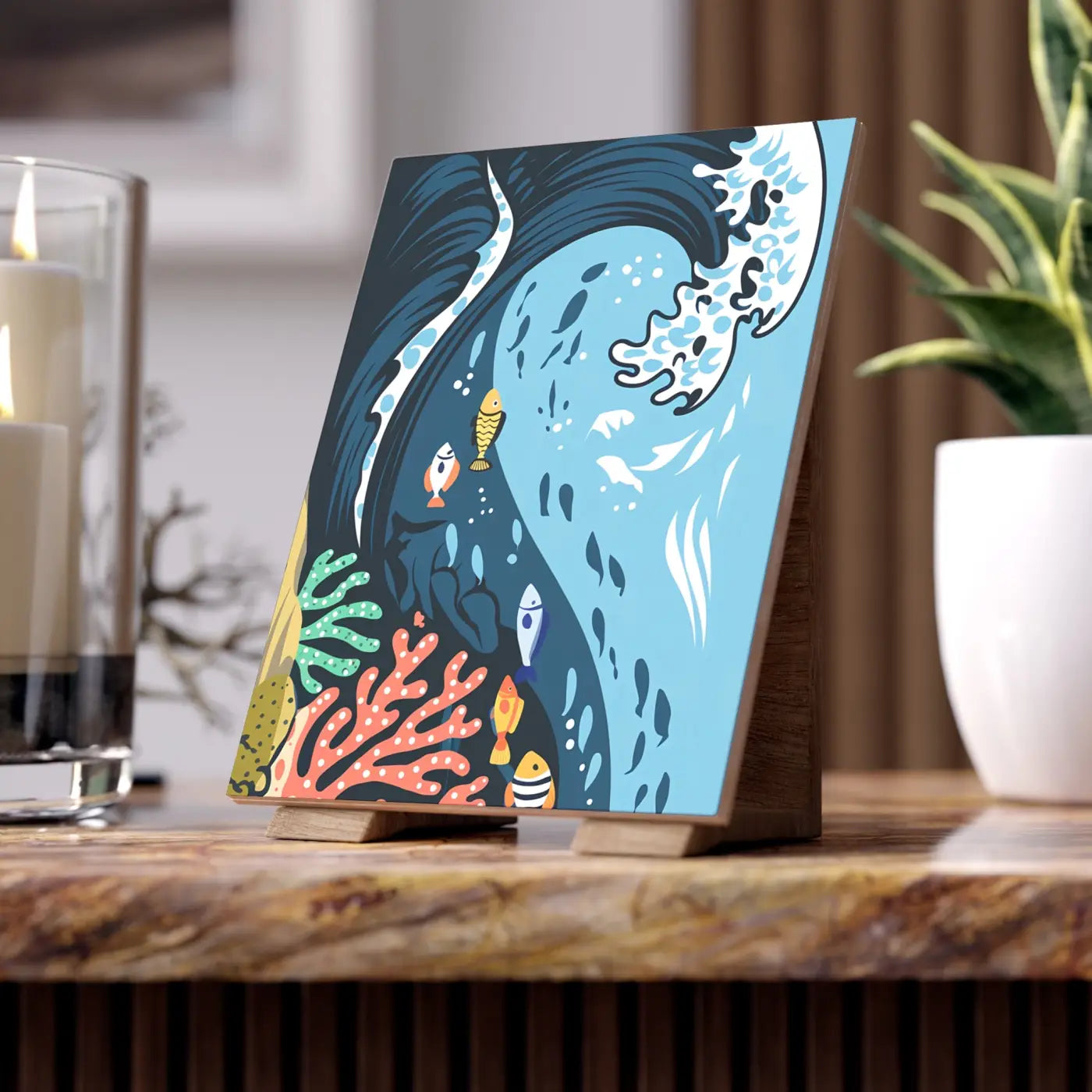 Ceramic Photo Tile – Serene Aquatic Vibe