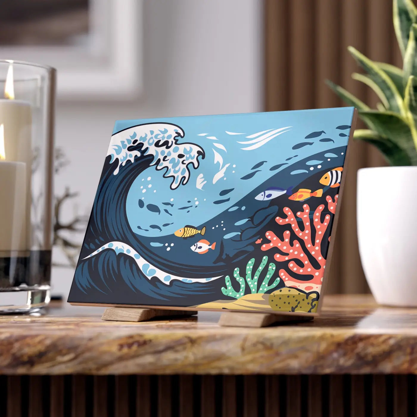 Ceramic Photo Tile – Serene Aquatic Vibe