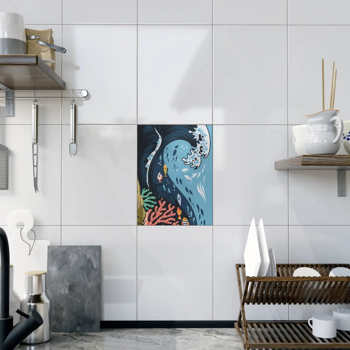 Ceramic Photo Tile – Serene Aquatic Vibe