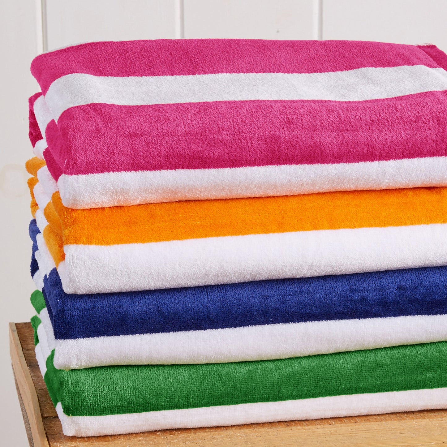 Cotton Velour Cabana Stripe Beach Towel