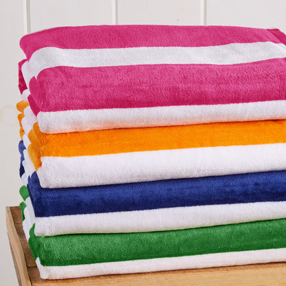 Cotton Velour Cabana Stripe Beach Towel