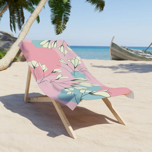 Floral Pink Pastel Beach Towel – Cotton Loop Backing