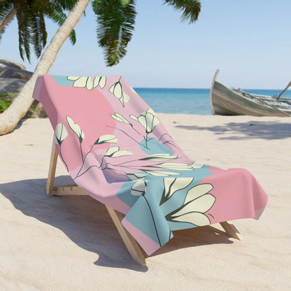 Floral Pink Pastel Beach Towel – Cotton Loop Backing