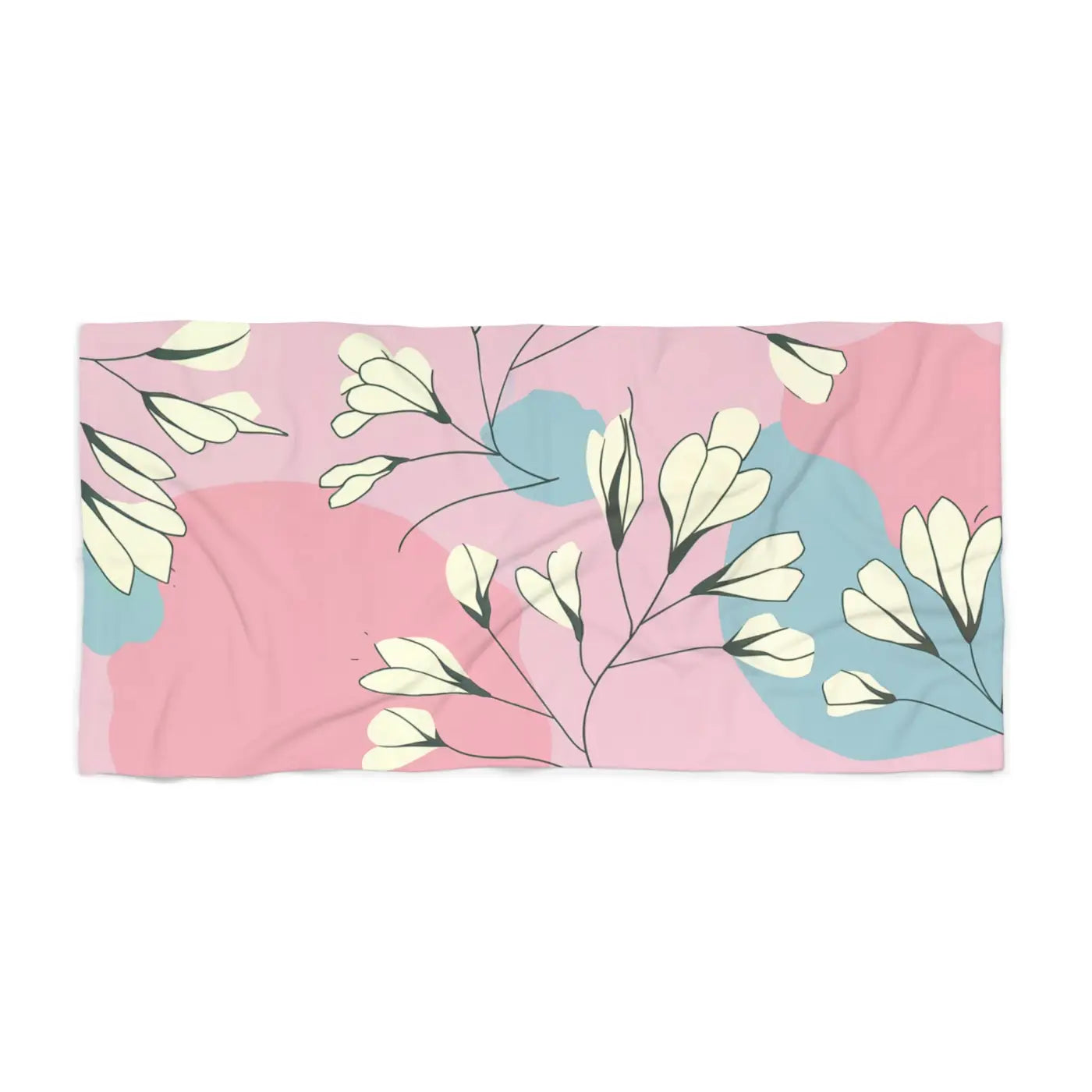 Floral Pink Pastel Beach Towel – Cotton Loop Backing