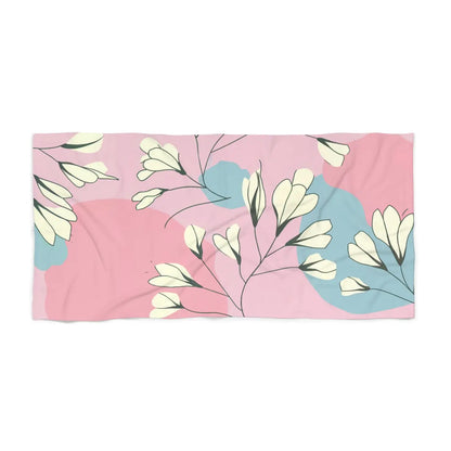 Floral Pink Pastel Beach Towel – Cotton Loop Backing