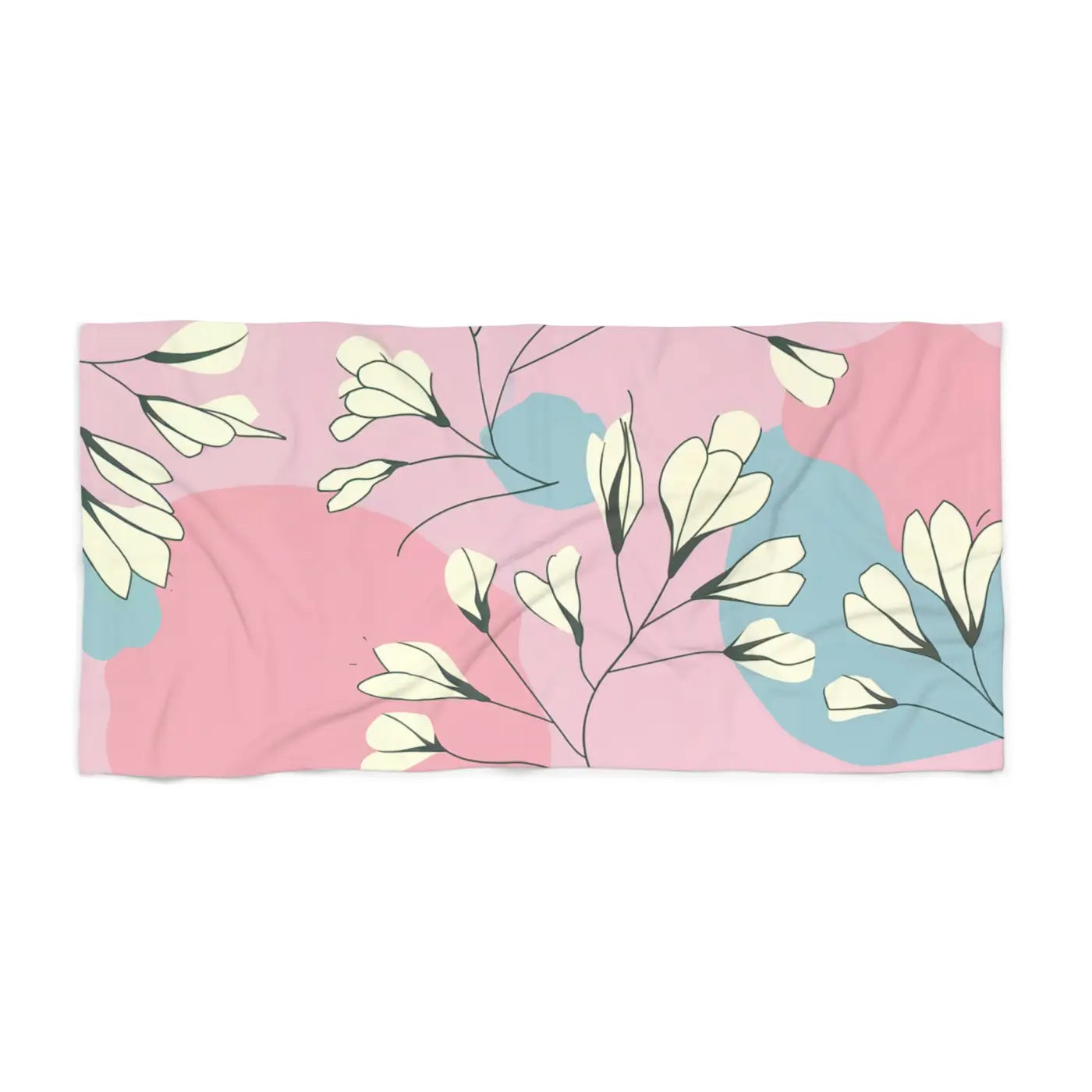 Floral Pink Pastel Beach Towel – Cotton Loop Backing