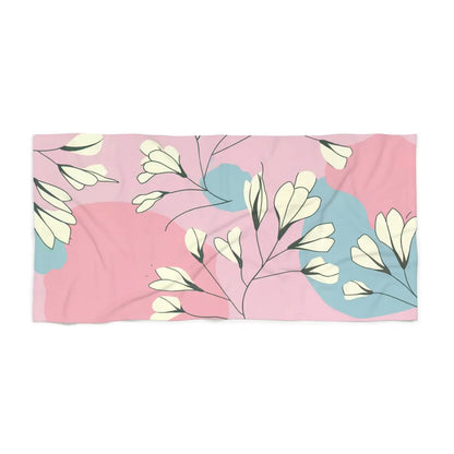 Floral Pink Pastel Beach Towel – Cotton Loop Backing