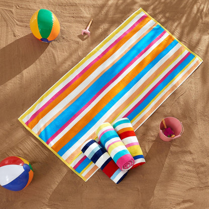 Cotton Velour Cabana Stripe Beach Towel