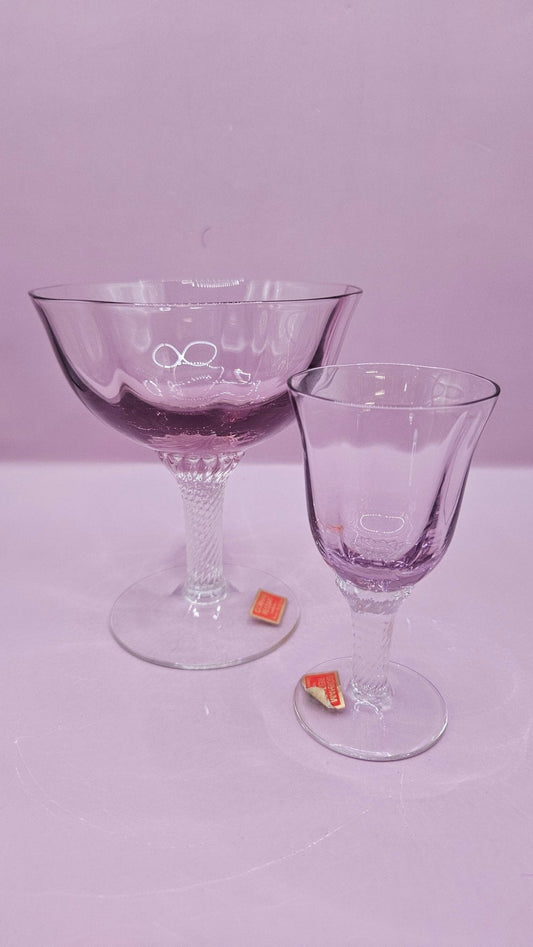 Gorham Reizart Crystal Champagne and Cordial Glass -Plum Color