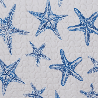 Blue Seashell Coastal Quilt Set