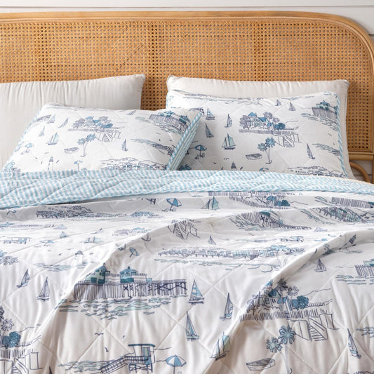 Coastal Toile Quilt Set