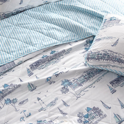 Coastal Toile Quilt Set