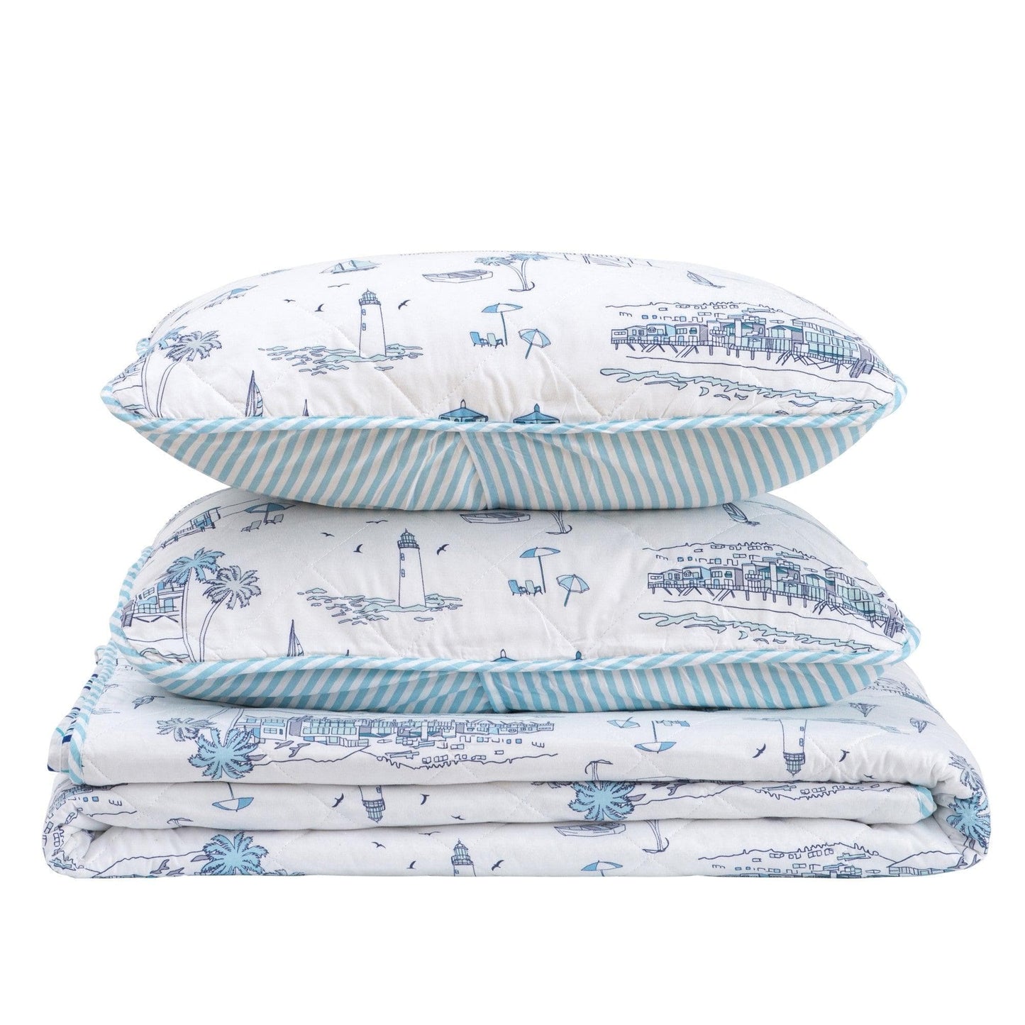 Coastal Toile Quilt Set