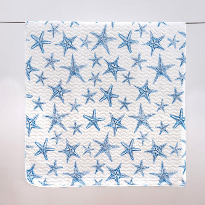 Blue Seashell Coastal Quilt Set