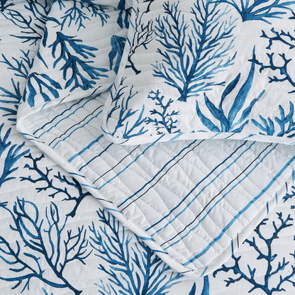 Coastal Navy Coral Quilt Set
