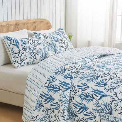 Coastal Navy Coral Quilt Set