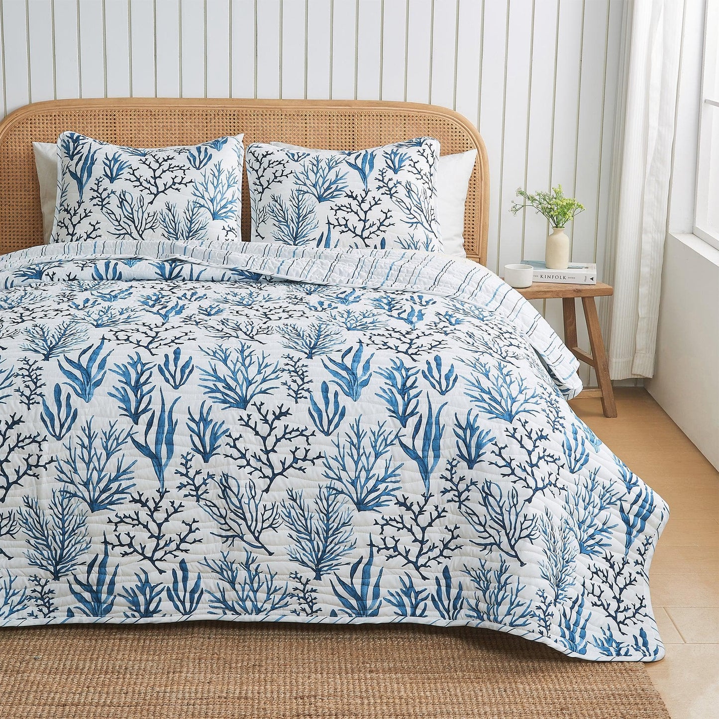 Coastal Navy Coral Quilt Set